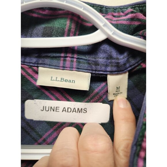 VTG 90s L.L. Bean Womens Medium Flannel Primitive Country Plaid Nightgown Medium - Picture 4 of 6